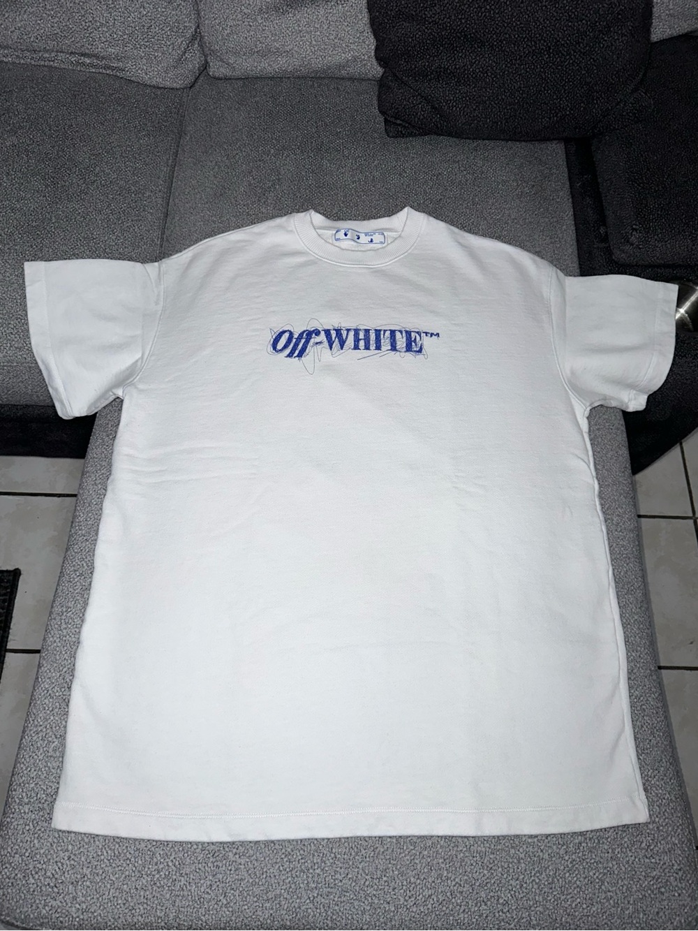 Off-White White Tee with Blue Logo